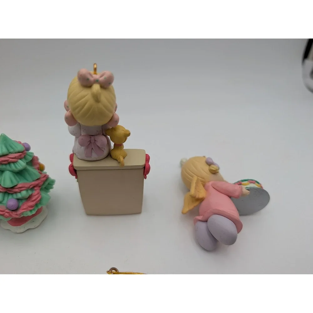 Precious Moments Christmas Ornaments Lot Pastel Holiday Birthday Figurines